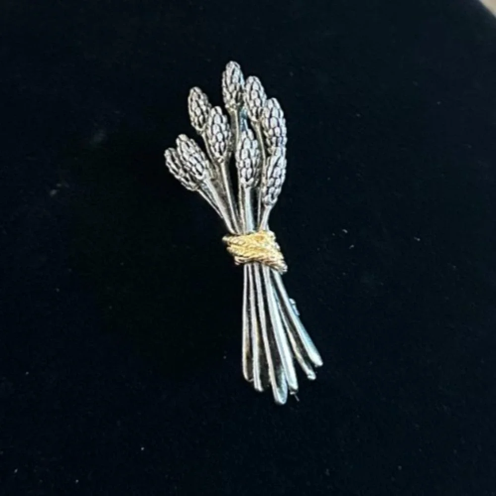 Vintage‎ Two Tone Wheat Sheaf Stalk Brooch Pin